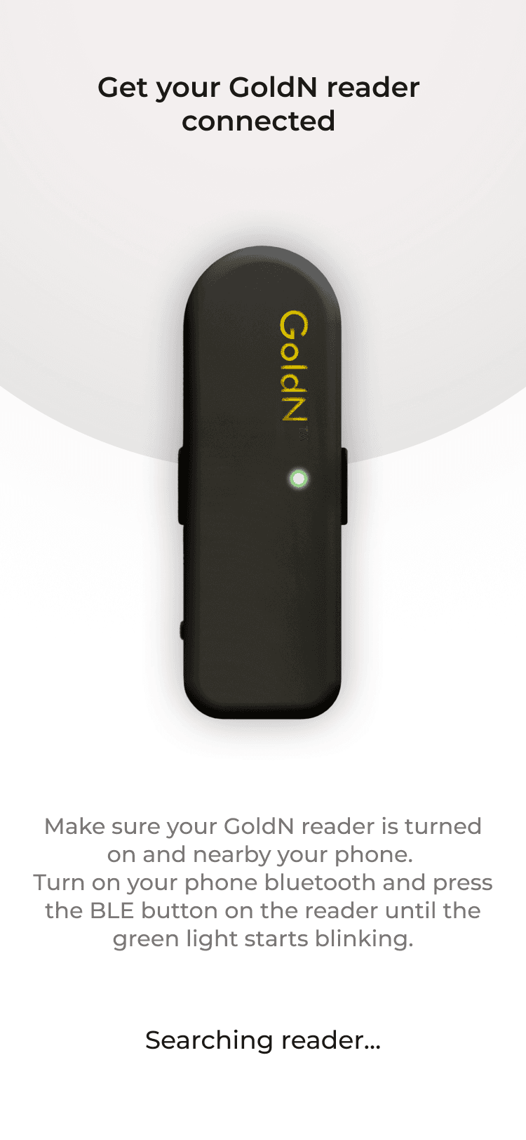 GoldN Companion connecting to the reader