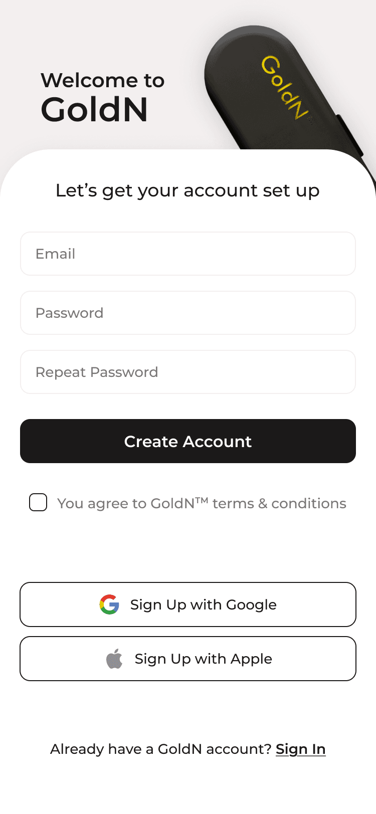 GoldN Companion app welcome
